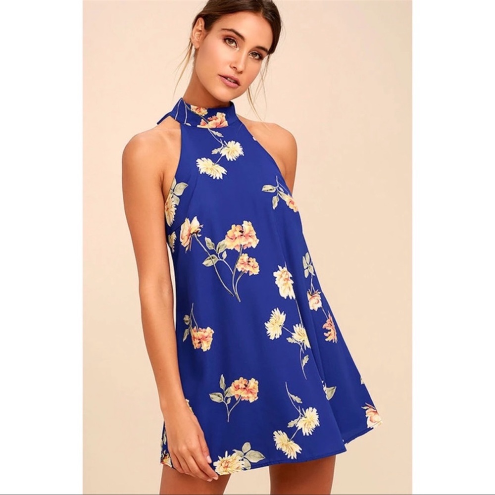 Lulu's Blue Floral Mini Dress